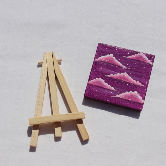 Handmade 3x3inch Mini Canvas & a free wood easal - Picture 2 of 4